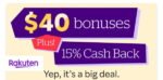 Rakuten cash back offer