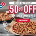 Dominos 50% off coupon