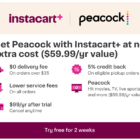 Peacock Subscription Offer with Instacart